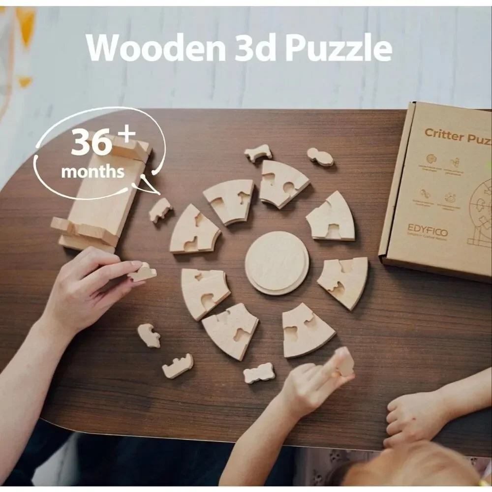 NIB! Edyfico Critter Puzzle Disk 3D Wooden Puzzle